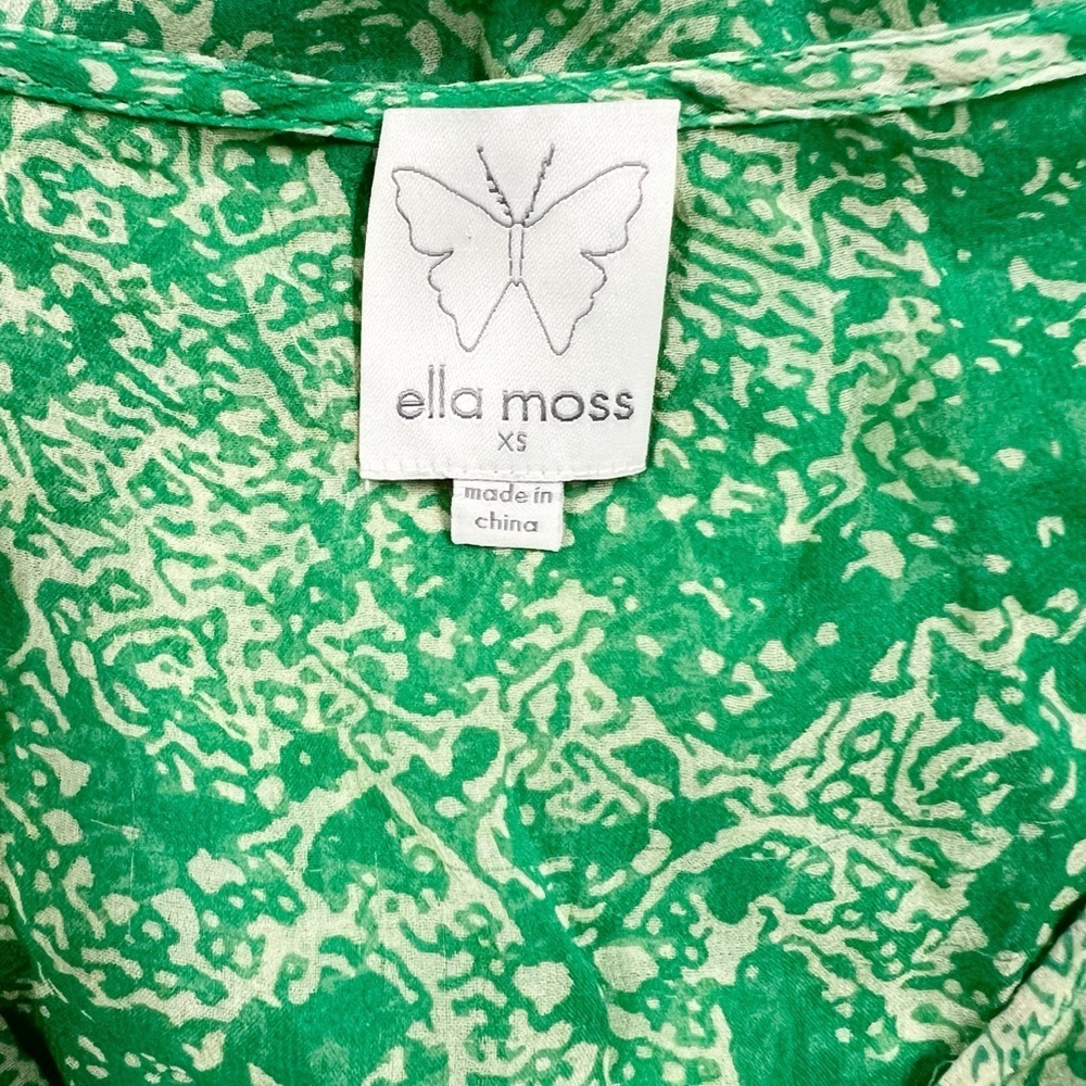 Ella Moss Mermaidcore Silk Sheer Vibrant Green Paisley Patterned Boho Kaftkan - Picture 5 of 9